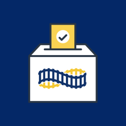 Ballot box with Rails logo.