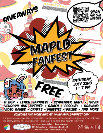 Matteson Library FanFest 2023 event flyer