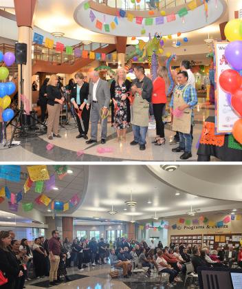 Balloon drop after ribbon cutting