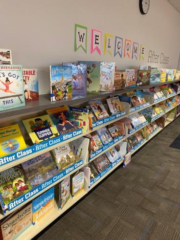 books on library shelves